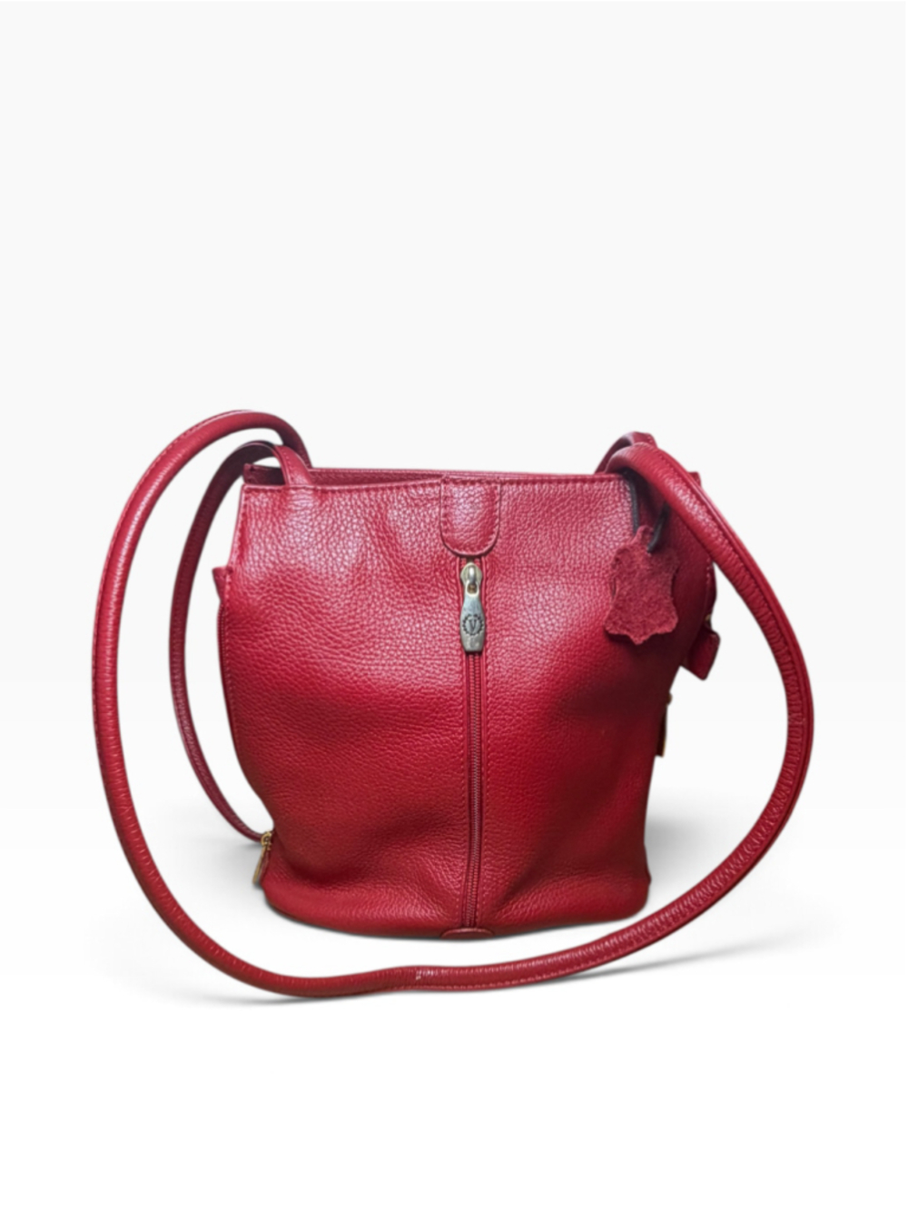 COVETED RETRO ITALIAN LUXE Valentina Cherry Red Leather Shoulder bag